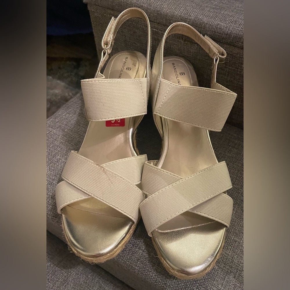 Cream Sandals Bandolino Hearsay2 Rope Heel Wedge Sandals size 9 1/2